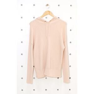 Caslon NWT Hooded Pullover Sweater Pink Peach Long Sleeve Ribbed Knit Size Small